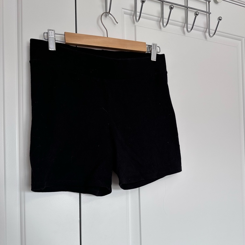 Black, tight cotton spandex bicycle shorts (short)